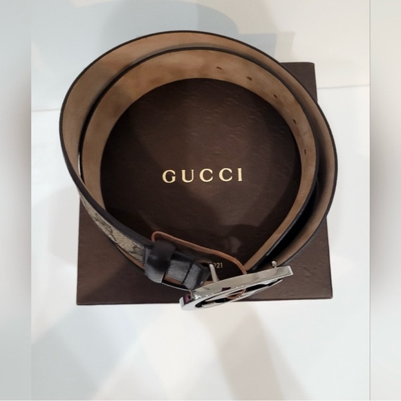 GUCCI Belt, Monogram Canvas Belt, Size 36, Like New - Picture 6 of 9